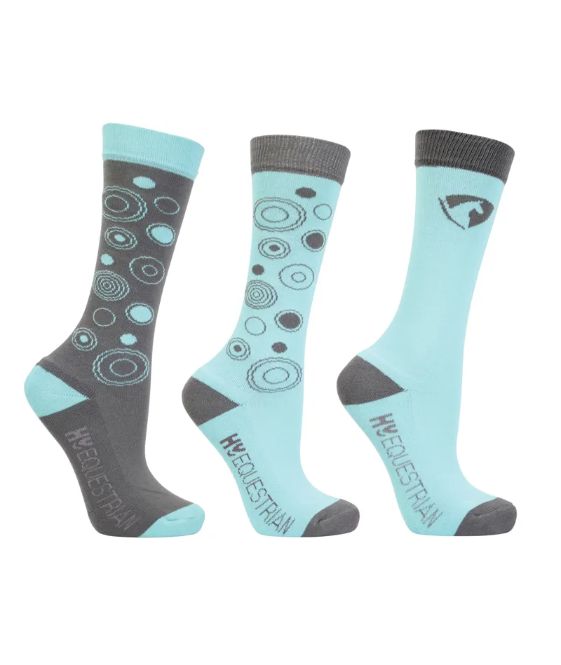 Hy Equestrian DynaMizs Ecliptic Socks - Pack of 3 - Mint/Grey